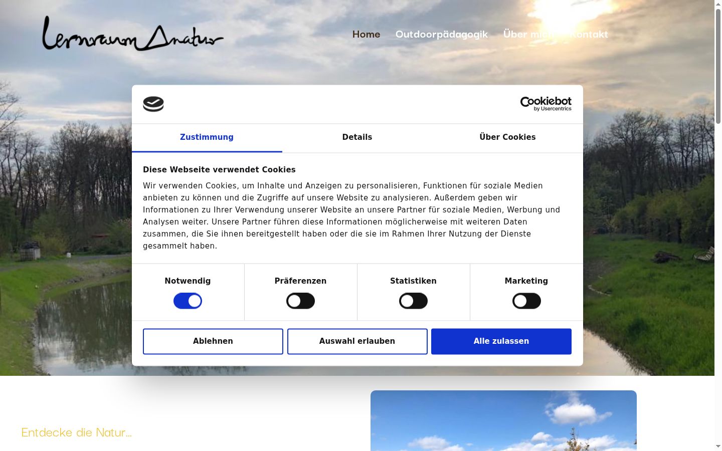 Captura de pantalla del banner de consentimiento mostrado antes de cualquier interacción
