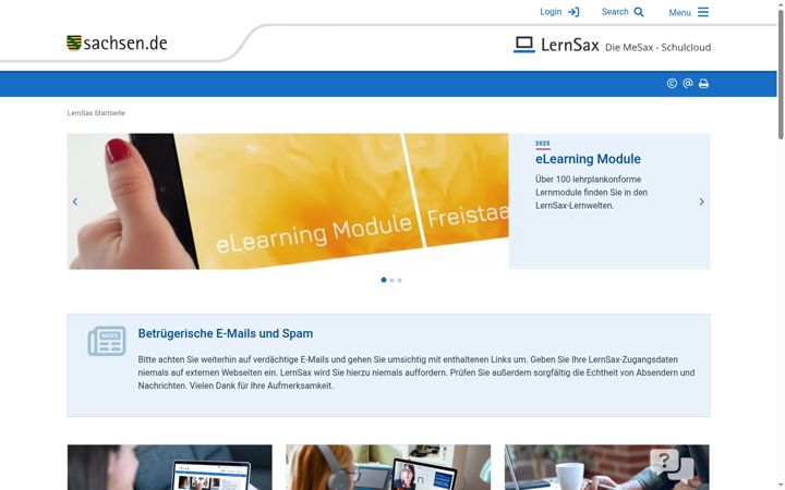 Screenshot of lernsax.de