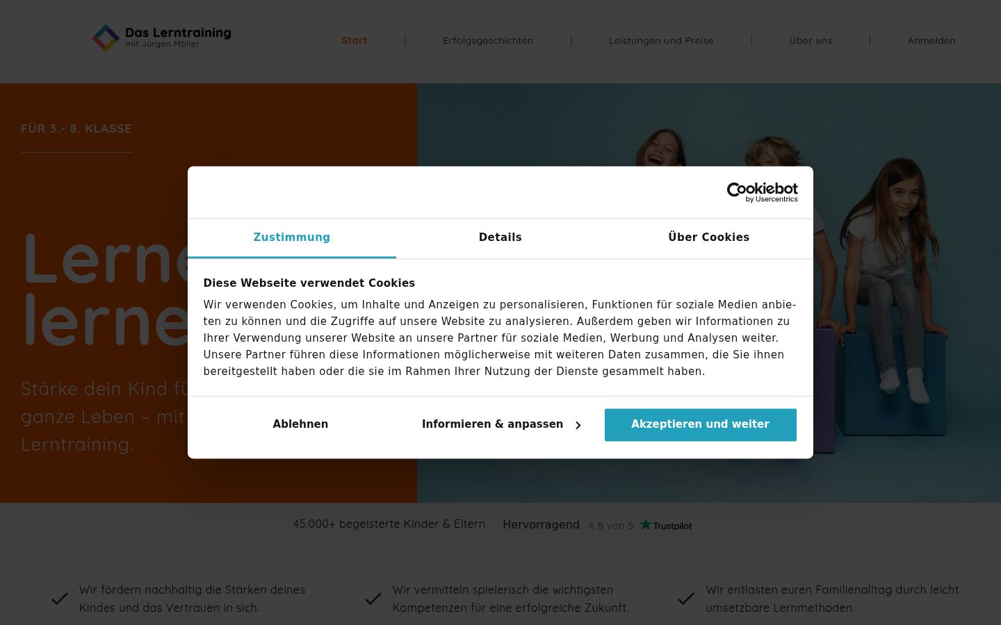 Capture d'écran de la bannière de consentement affichée avant toute interaction