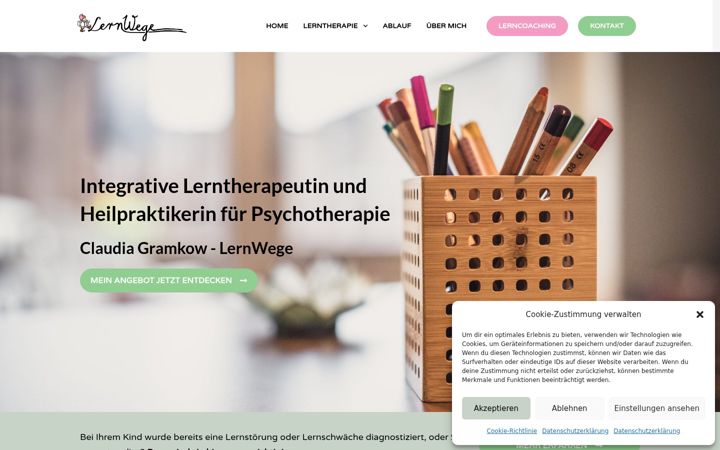 Screenshot of lernwege-lerntherapie.de