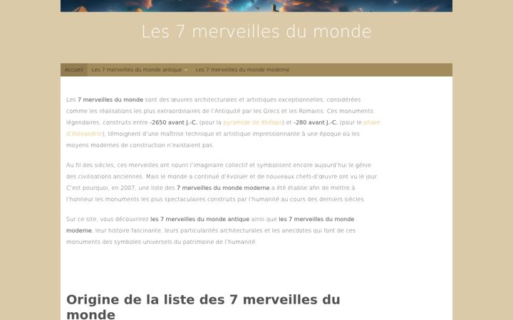 Screenshot of les-7-merveilles-du-monde.fr