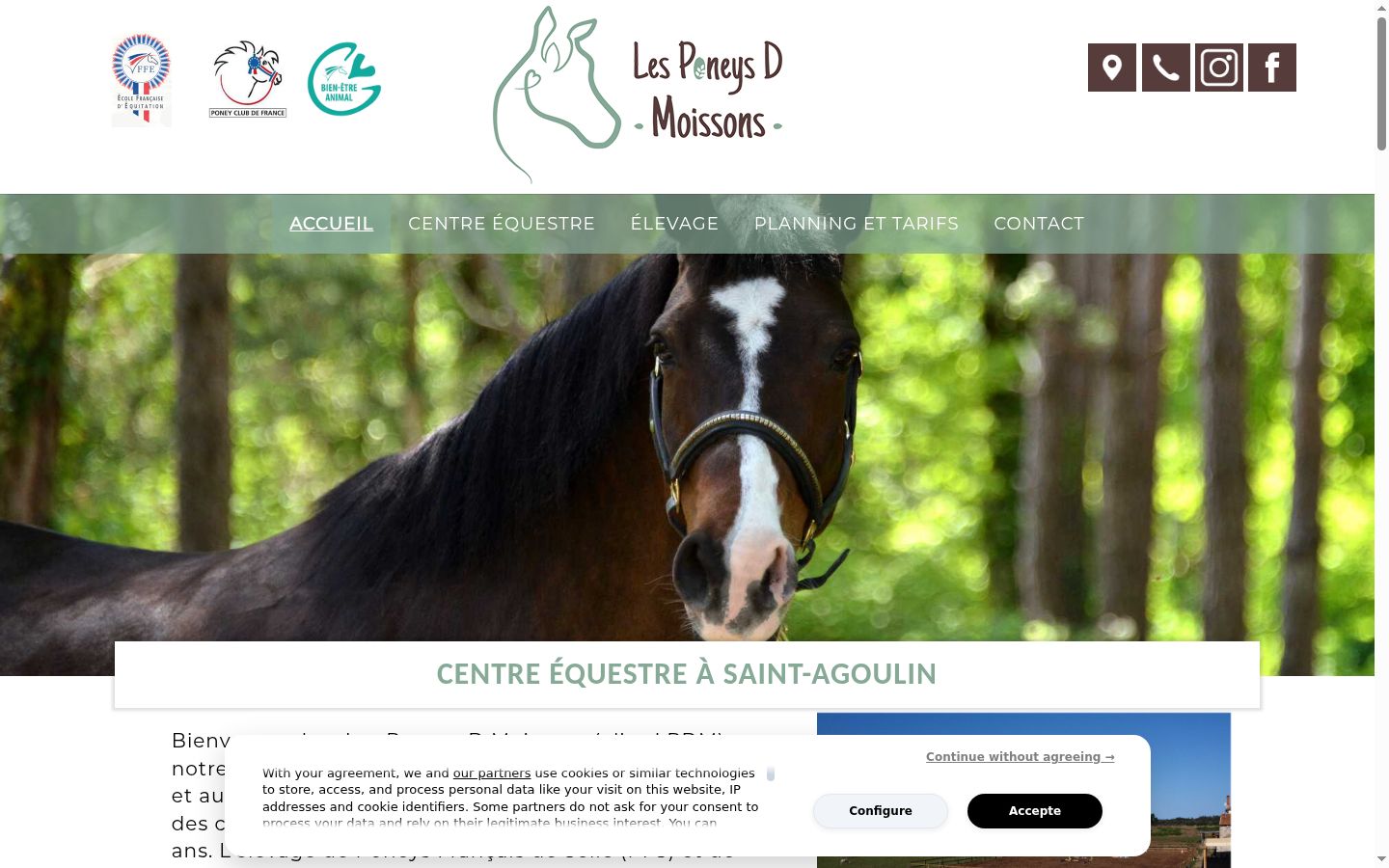 Capture d'écran de la bannière de consentement affichée avant toute interaction