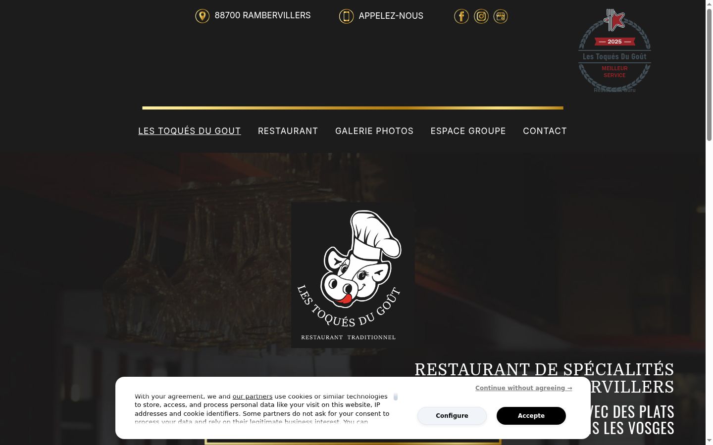 Screenshot del banner di consenso mostrato prima di qualsiasi interazione