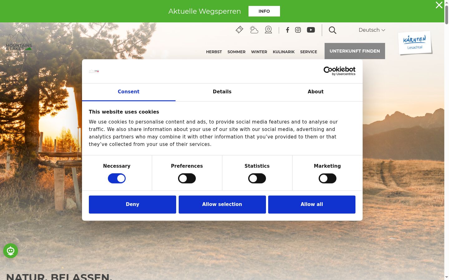 Screenshot tal-banner tal-kunsens muri qabel kwalunkwe interazzjoni