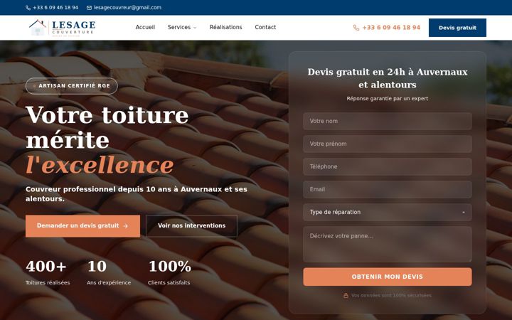Screenshot of lesage-couvreur.fr