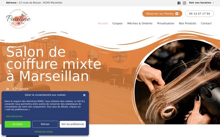 Screenshot of lesalondepauline.fr
