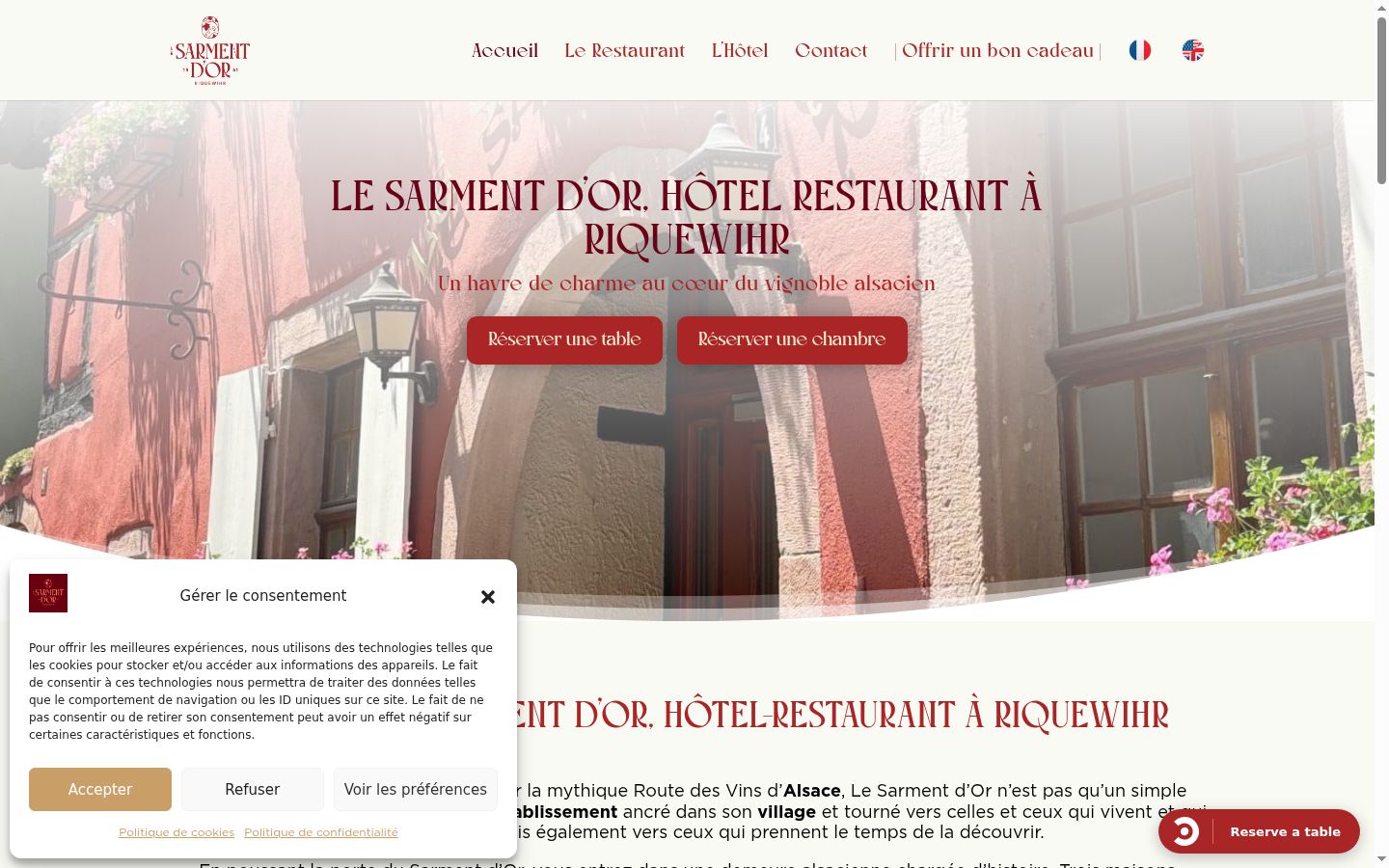 Screenshot of the consent banner shown before any interaction