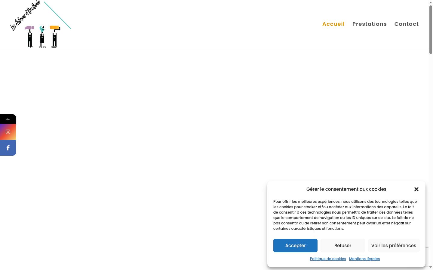 Screenshot del banner di consenso mostrato prima di qualsiasi interazione