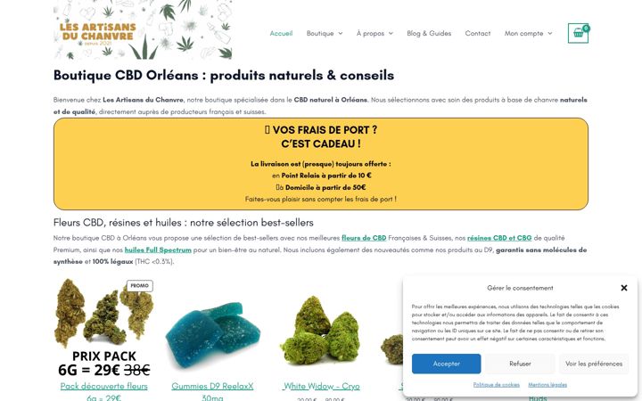Screenshot of lesartisansduchanvre.fr