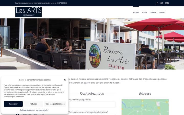 Screenshot of lesartsrestaurant.fr