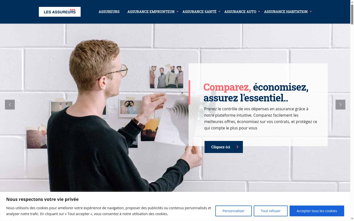 Capture d'écran de la bannière de consentement affichée avant toute interaction