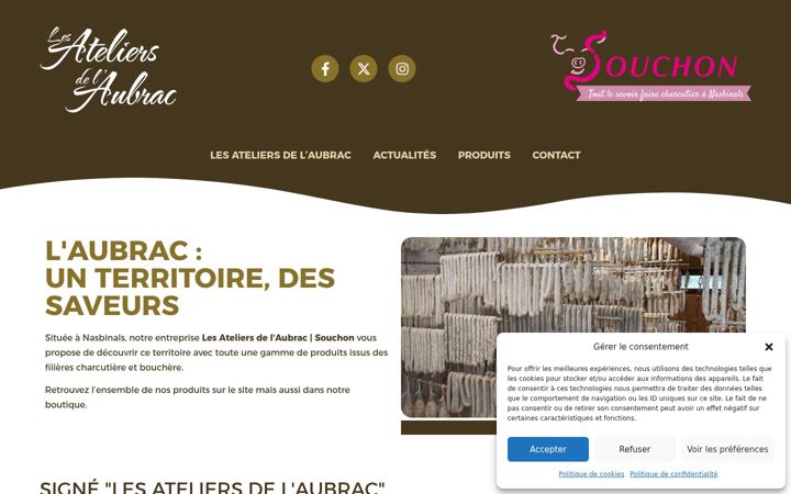 Screenshot of lesateliersdelaubrac.fr