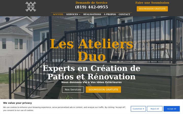 Screenshot of lesateliersduo.ca