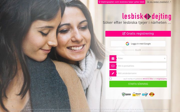 Screenshot of lesbisk-dejting.com