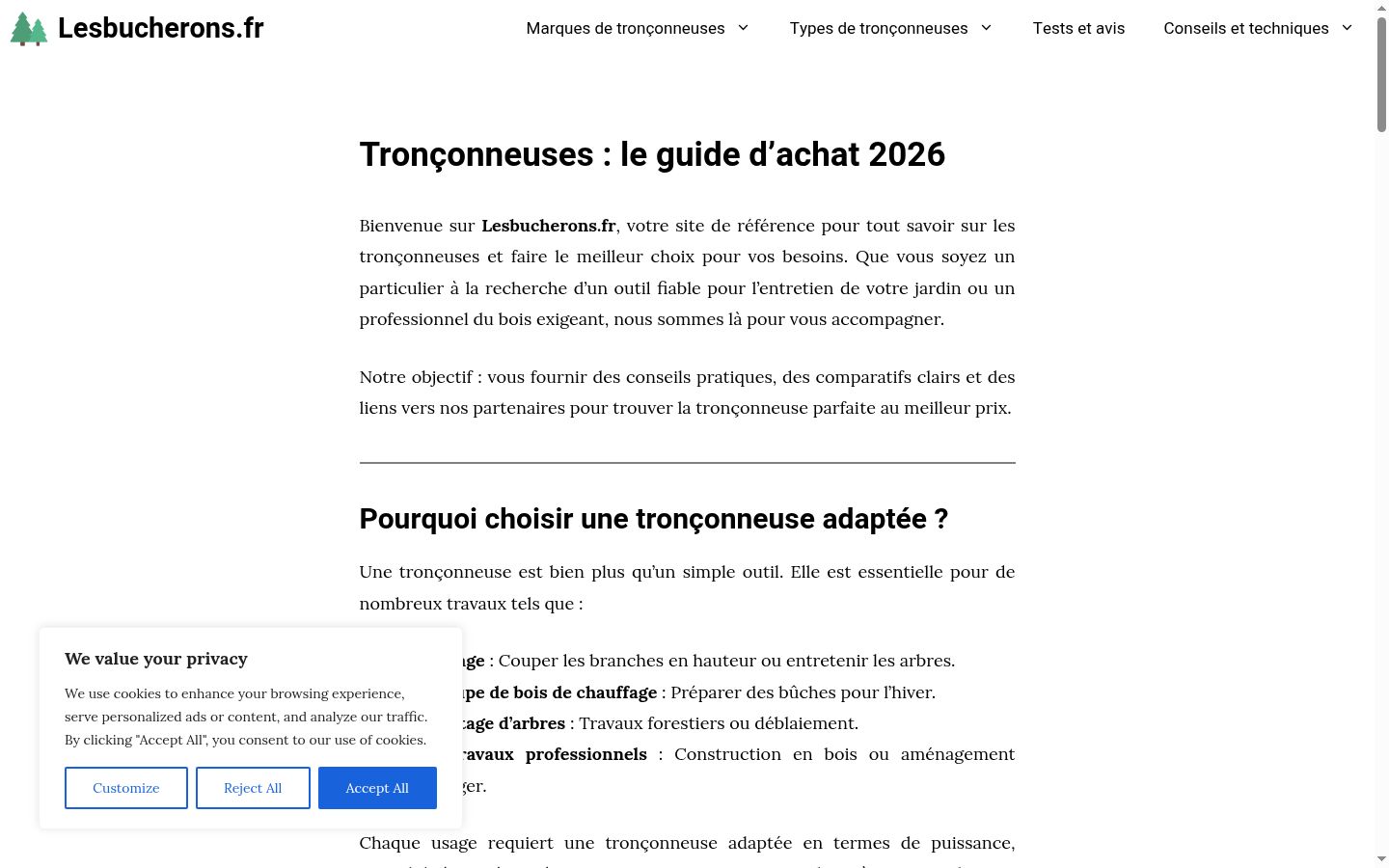 Capture d'écran de la bannière de consentement affichée avant toute interaction