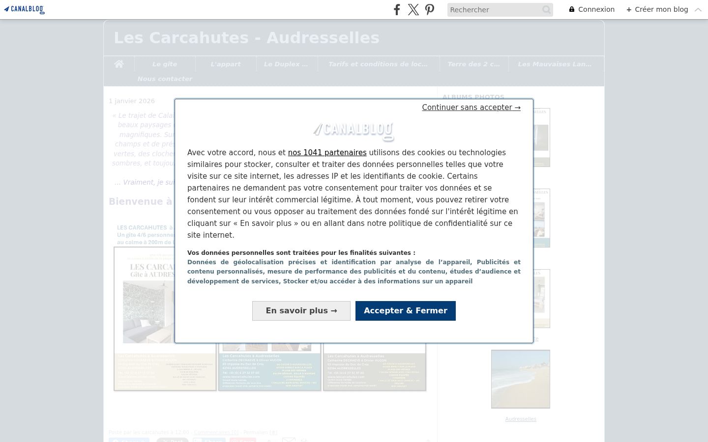 Capture d'écran de la bannière de consentement affichée avant toute interaction