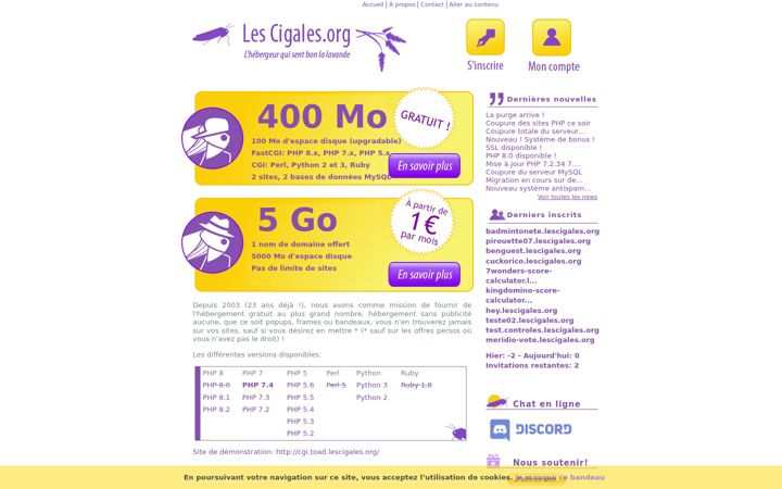 Screenshot of lescigales.org
