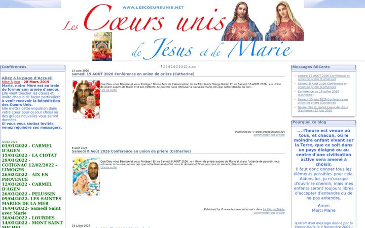 Screenshot of lescoeursunis.net