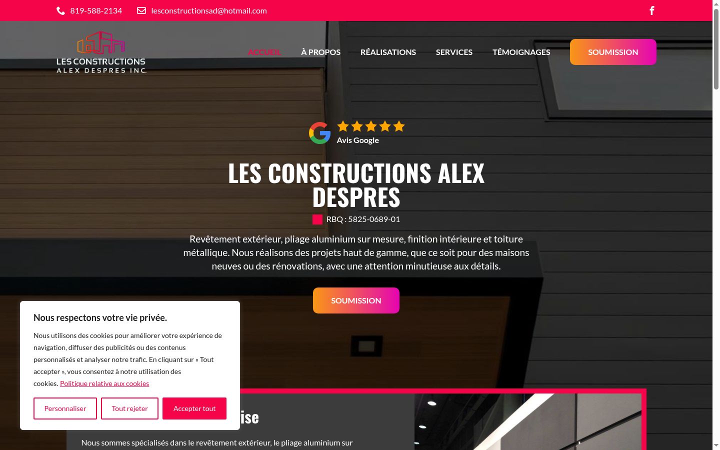 Screenshot of the consent banner shown before any interaction