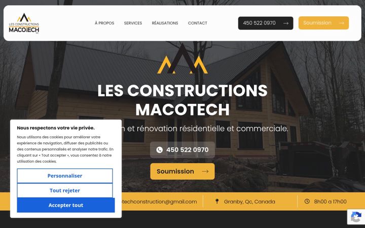 Screenshot of lesconstructionsmacotech.ca