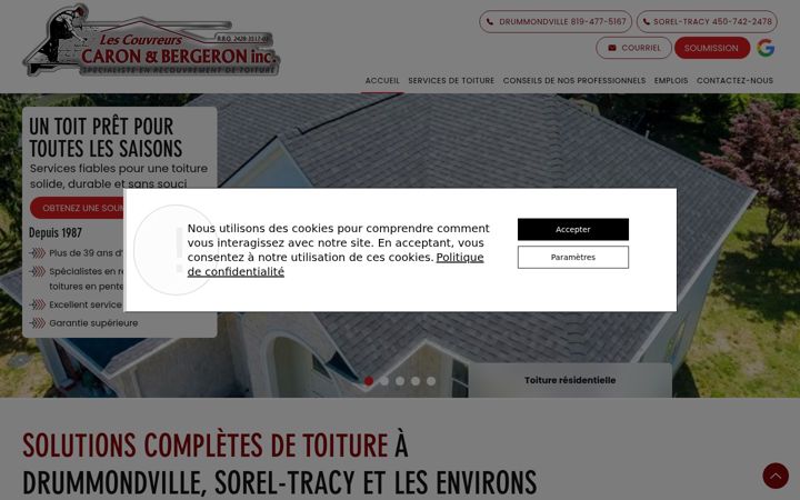 Screenshot of lescouvreurscaronbergeron.com