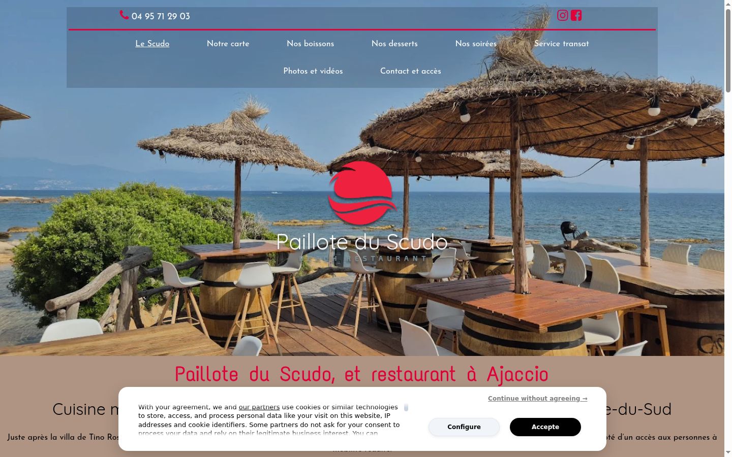 Screenshot del banner di consenso mostrato prima di qualsiasi interazione