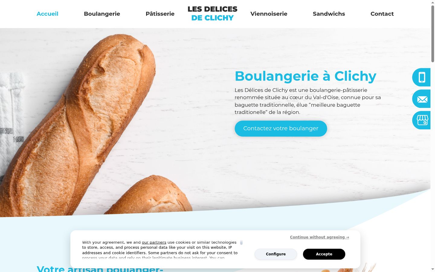 Screenshot del banner di consenso mostrato prima di qualsiasi interazione