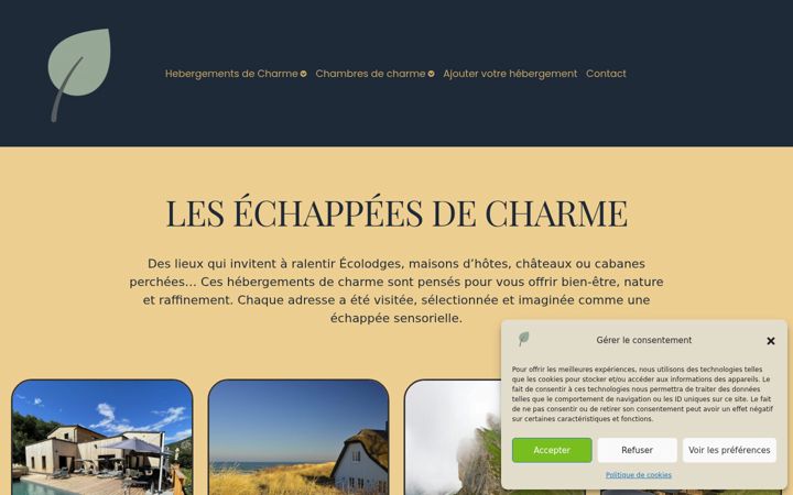 Screenshot of lesechappeesdecharme.fr