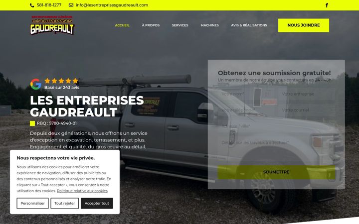 Screenshot of lesentreprisesgaudreault.com