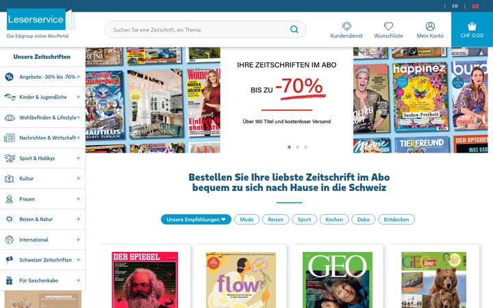 Screenshot of leserservice.ch