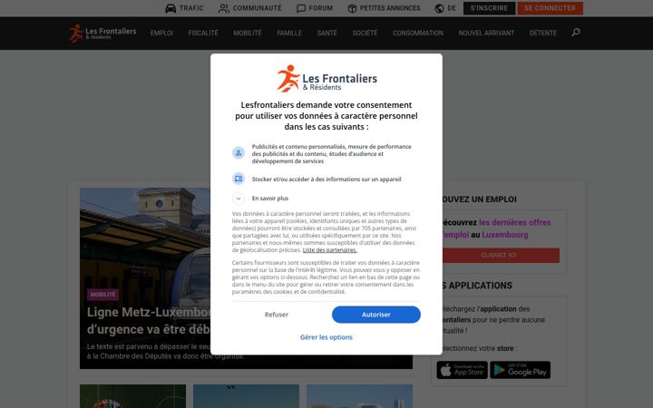 Screenshot of lesfrontaliers.lu