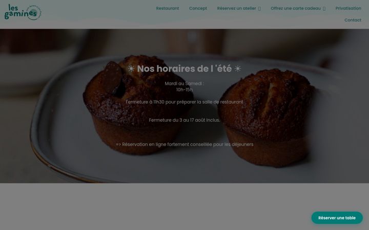 Screenshot of lesgamines-cafe.com