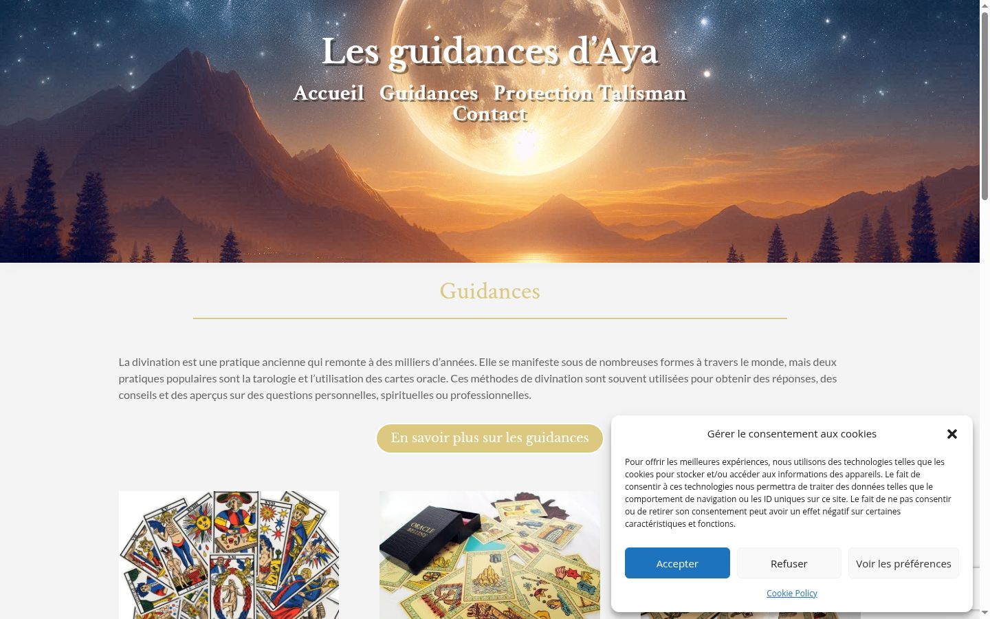 Capture d'écran de la bannière de consentement affichée avant toute interaction