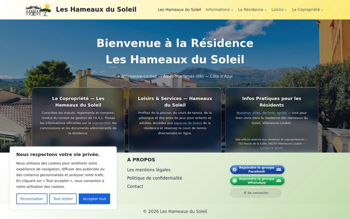 Screenshot of leshameauxdusoleil.fr