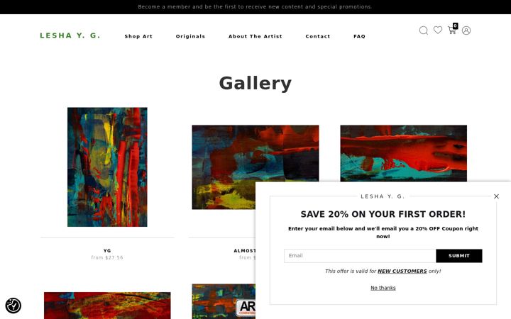 Screenshot of leshasart.com