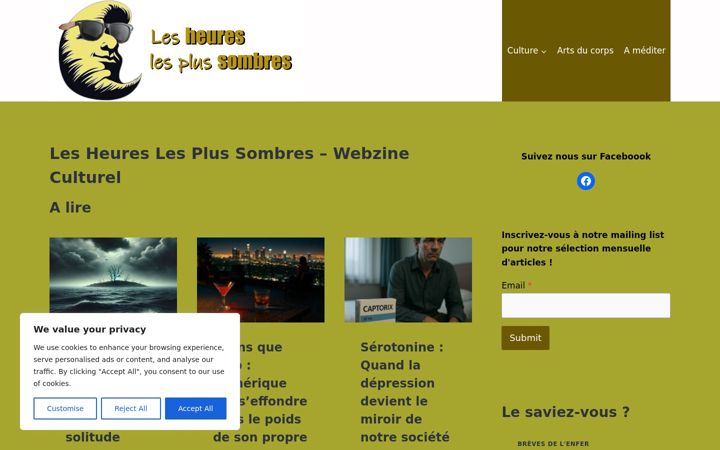 Screenshot of lesheureslesplussombres.com