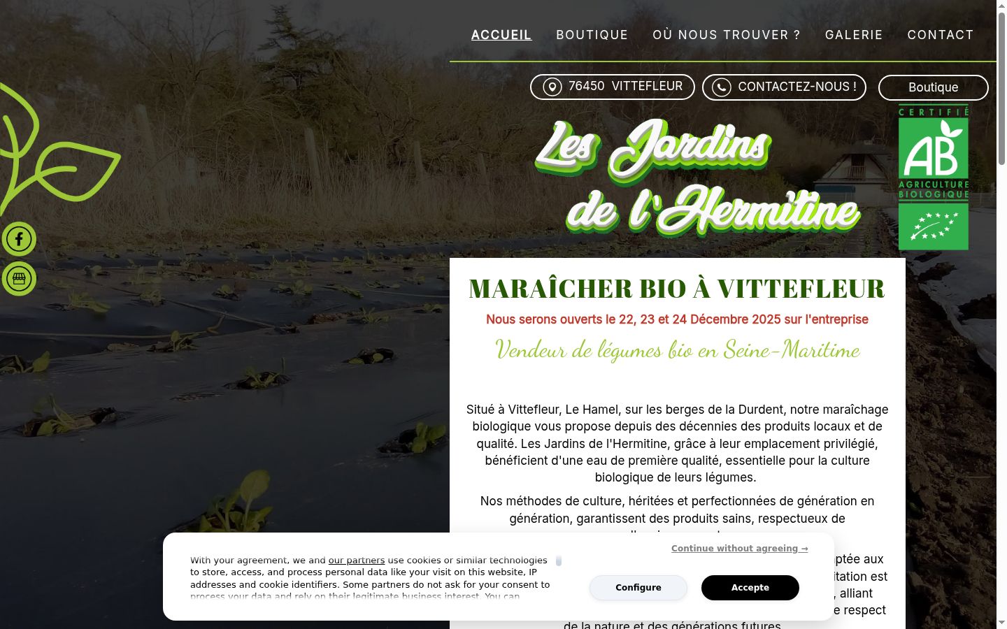 Screenshot van de toestemmingsbanner zoals getoond vóór enige interactie