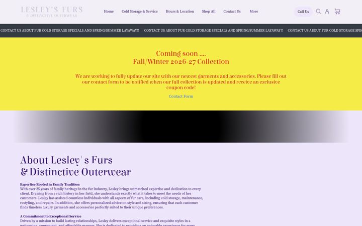 Screenshot of lesleysfurs.com