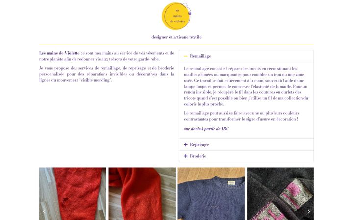 Screenshot of lesmainsdeviolette.com