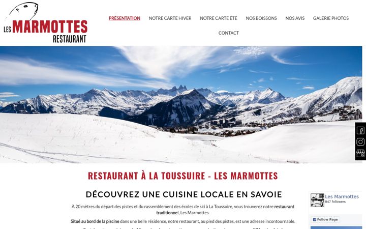 Screenshot of lesmarmottes-restaurant.fr