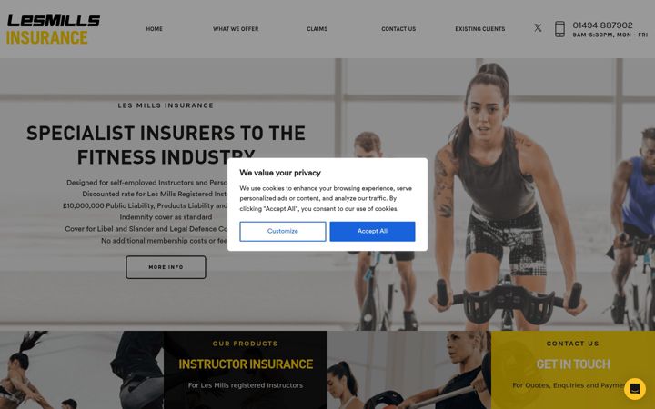 Screenshot of lesmillsinsurance.co.uk