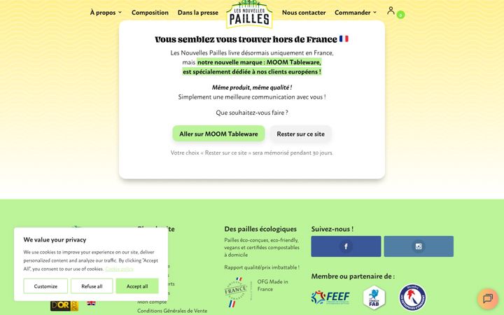 Screenshot of lesnouvellespailles.fr