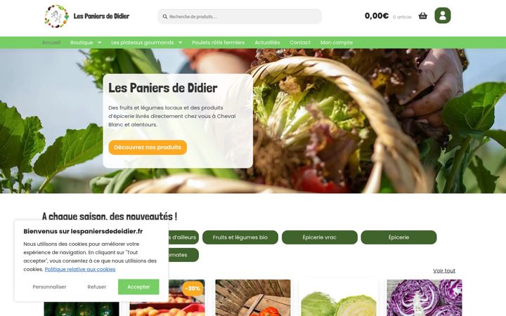 Screenshot of lespaniersdedidier.fr