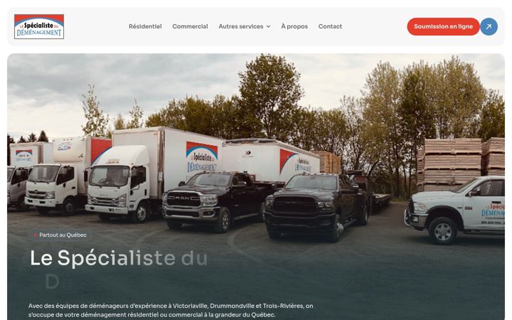 Screenshot of lespecialistedudemenagement.ca