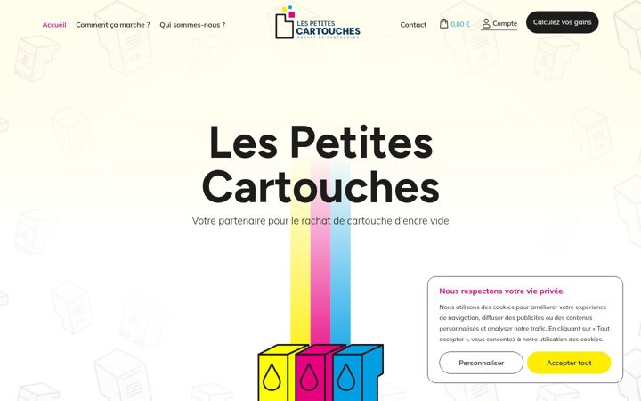 Screenshot of lespetitescartouches.com