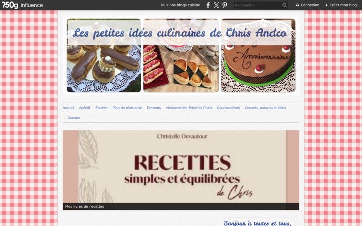 Screenshot of lespetitesideesculinairesdechrisandco.com