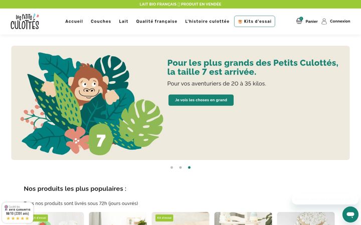 Screenshot of lespetitsculottes.com