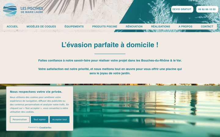 Screenshot of lespiscinesdemarielaure.fr