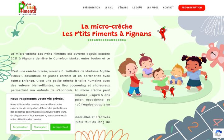 Screenshot of lesptitspiments-microcreche.com
