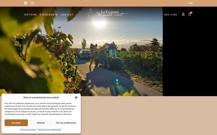 Screenshot of lesquatrevents.ch